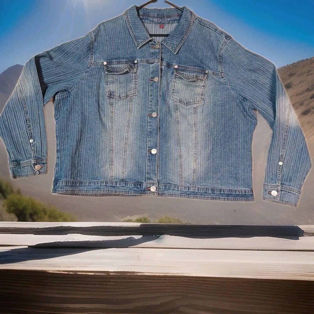 Gitano Vintage Y2k Jean Jacket XXXL 26W Plus Size Stretch Denim Y2K Acid Wash
